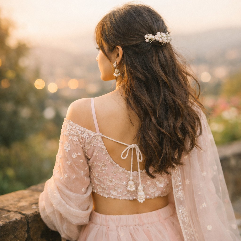 Indian girl facing away from camera